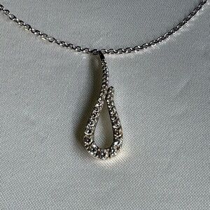 14 K White Gold Natural Diamond Teardrop Pendant – Elegant Drop Design